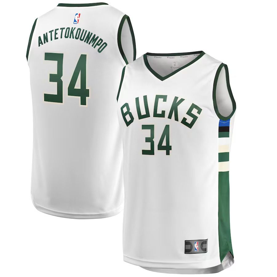 Men Milwaukee Bucks #34 Giannis Antetokounmpo Fanatics Branded White Fast Break Replica NBA Jersey->milwaukee bucks->NBA Jersey